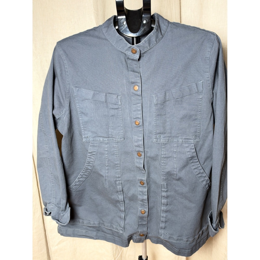 Duluth Trading Co Utility Jacket Womens Large Blue Cotton Chore Coat Workwear
